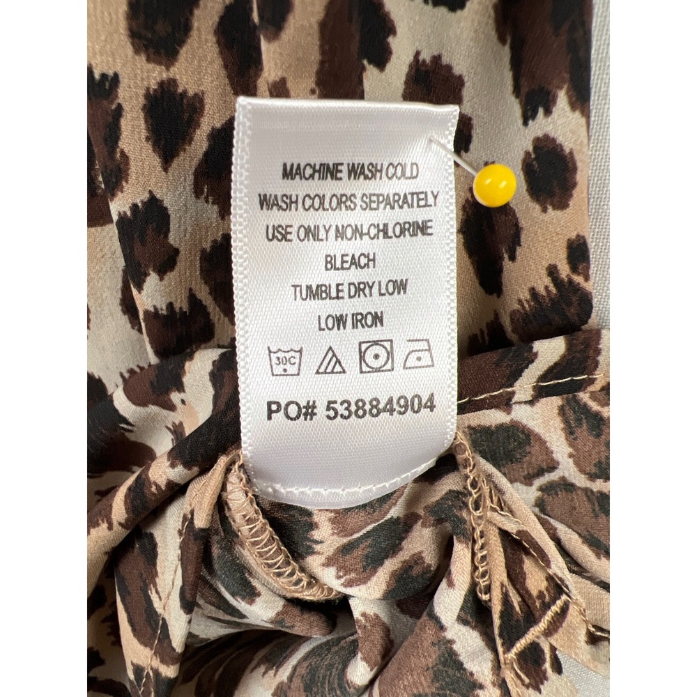 Catherines Button Down Shirt Womens 2X Brown Leopard Animal Print - Picture 4 of 10